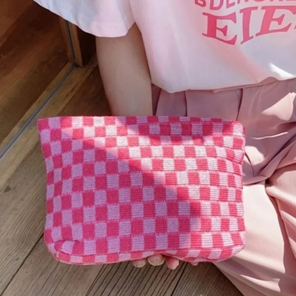 FINAL ONE ⚡ Black + White Checkered Makeup Pouch
